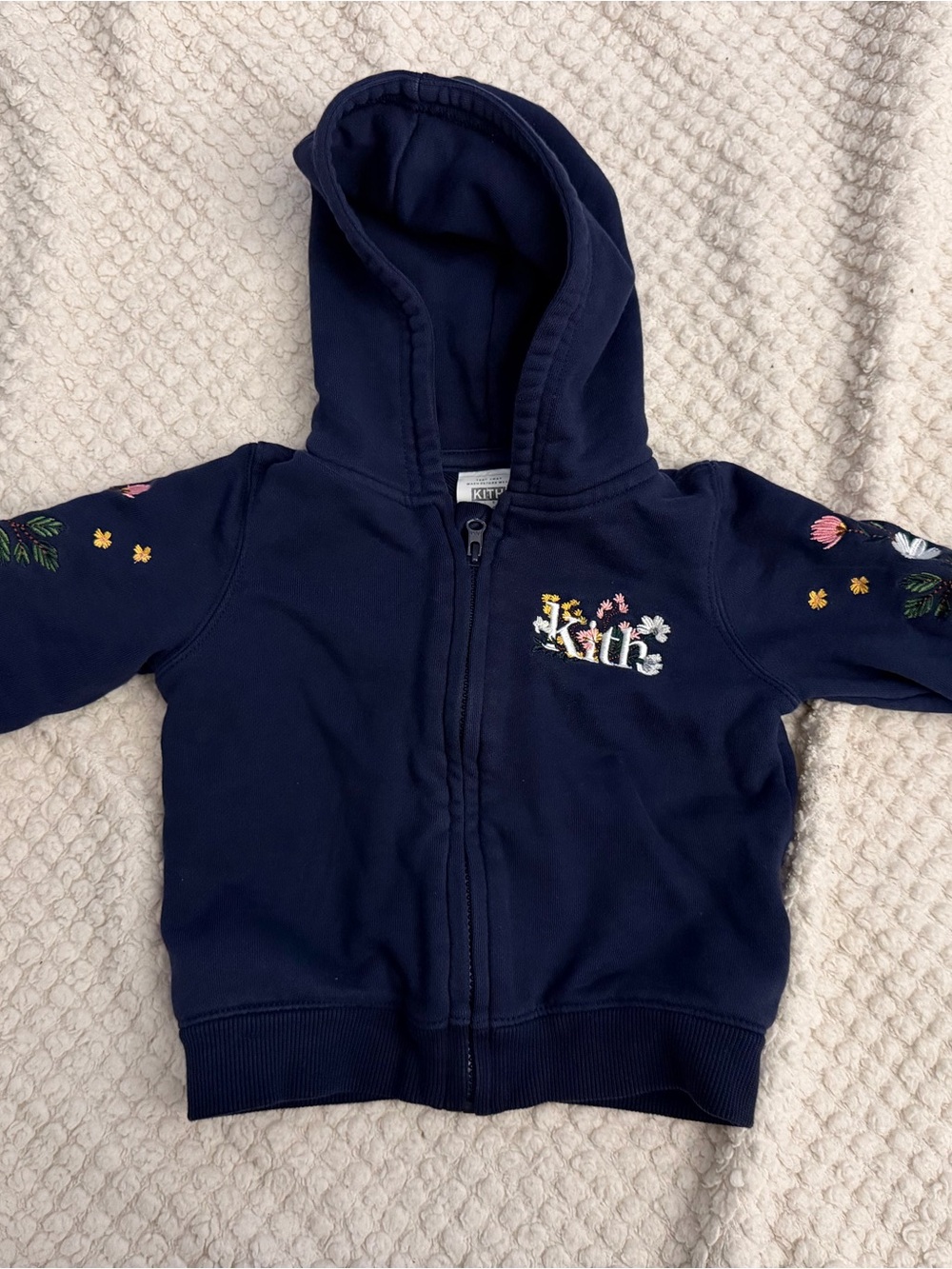 Kith Navy Hoodie with Floral Embroidered Logo
